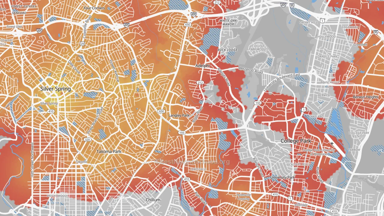 Transit Grade map of 20783, MD
