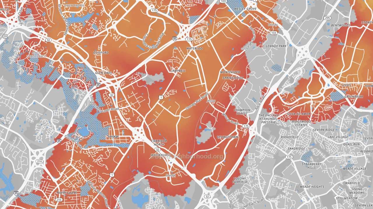 Transit Grade map of 20794, MD