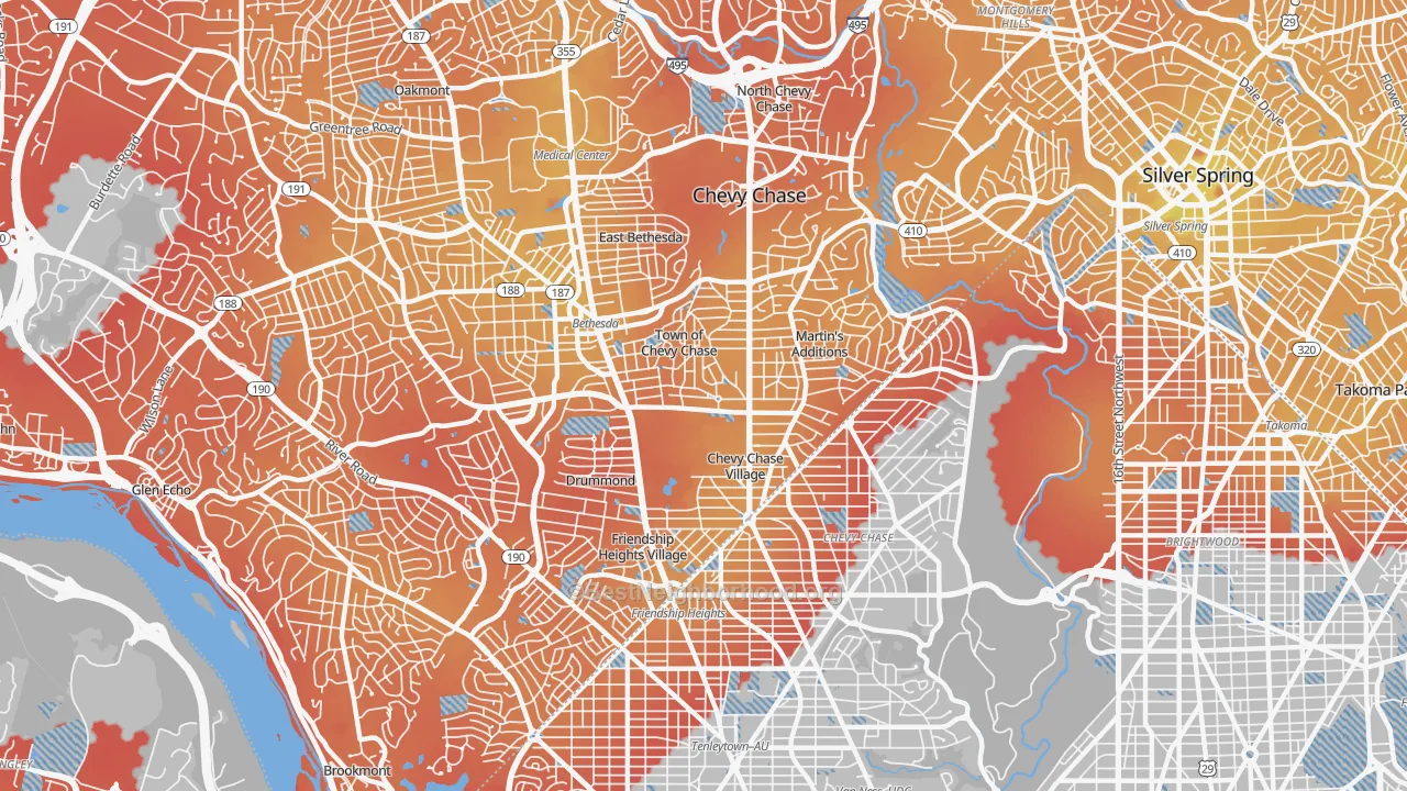 Transit Grade map of 20815, MD