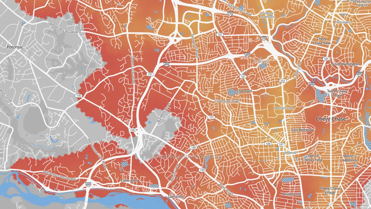 Transit Grade map of 20817, MD