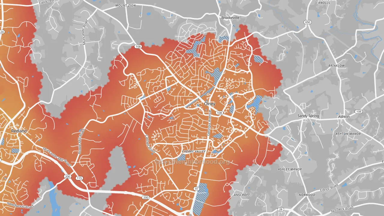 Transit Grade map of 20832, MD