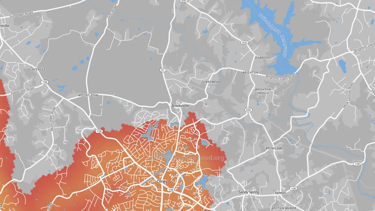 Transit Grade map of 20833, MD