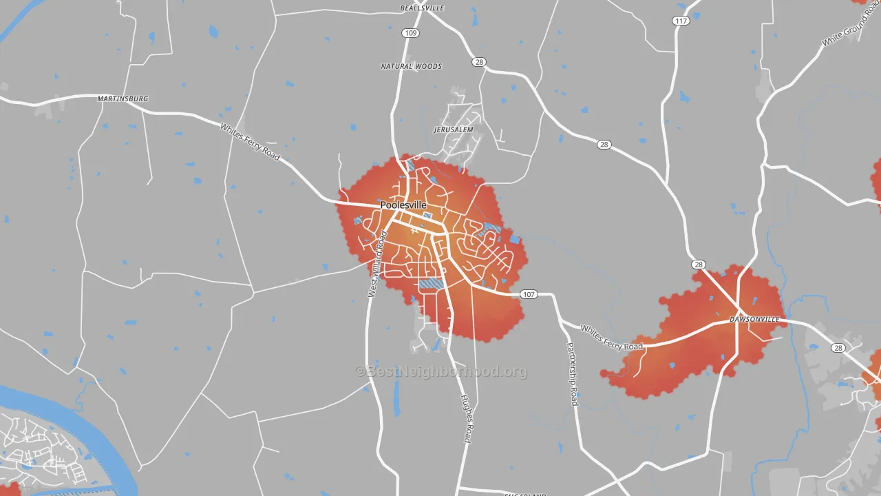 Transit Grade map of 20837, MD