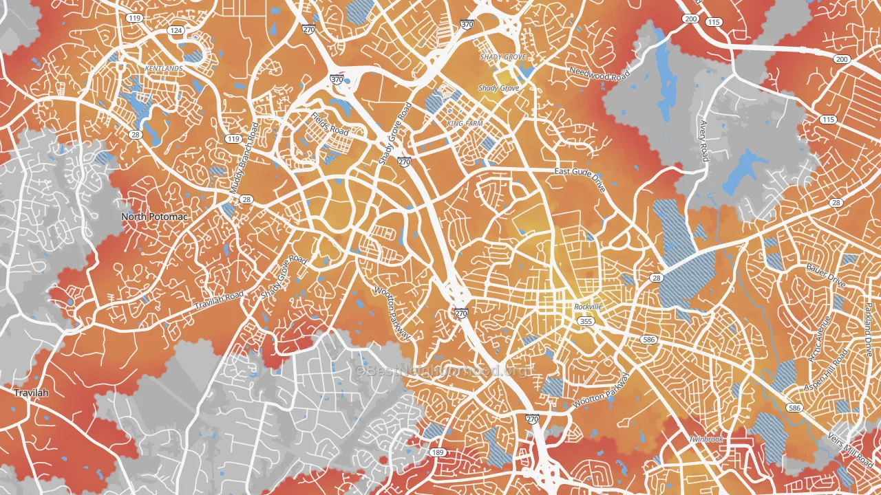 Transit Grade map of 20850, MD