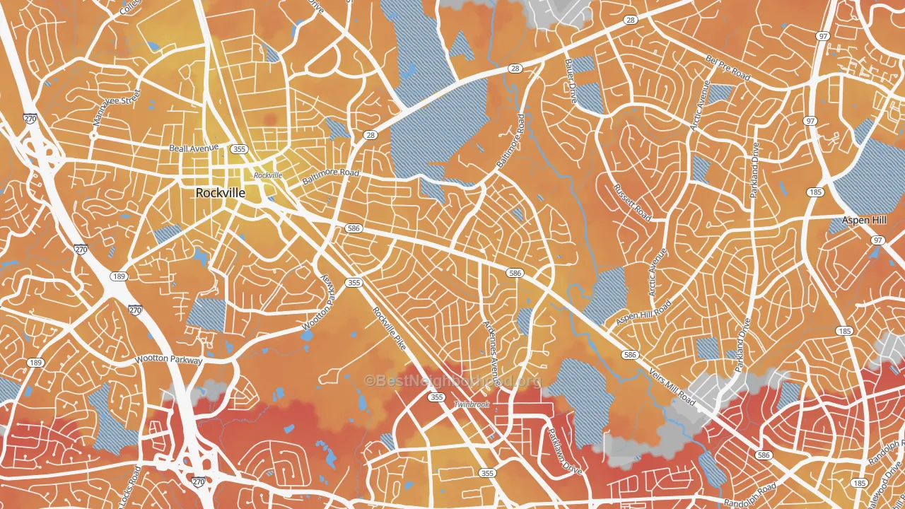 Transit Grade map of 20851, MD