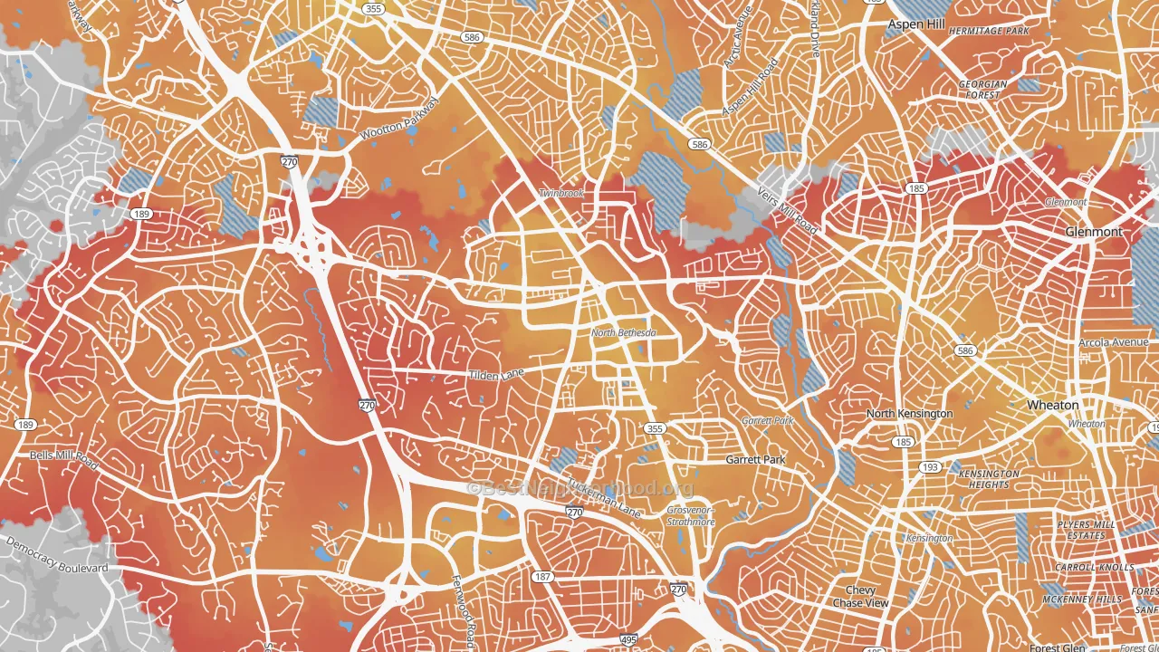 Transit Grade map of 20852, MD