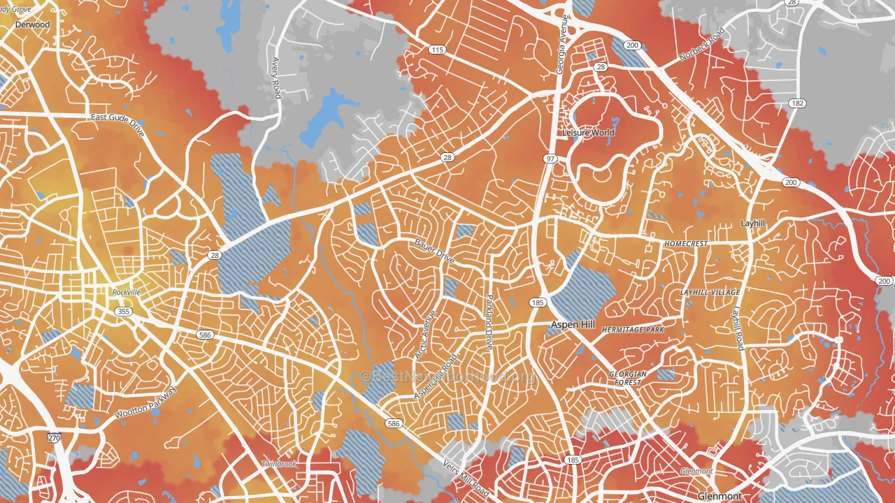 Transit Grade map of 20853, MD