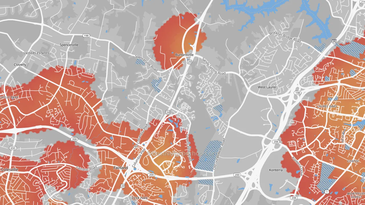 Transit Grade map of 20866, MD
