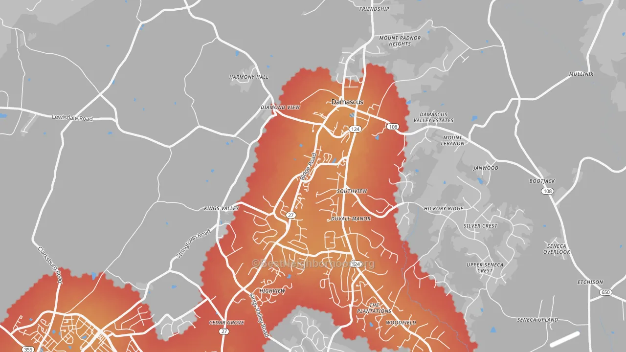 Transit Grade map of 20872, MD