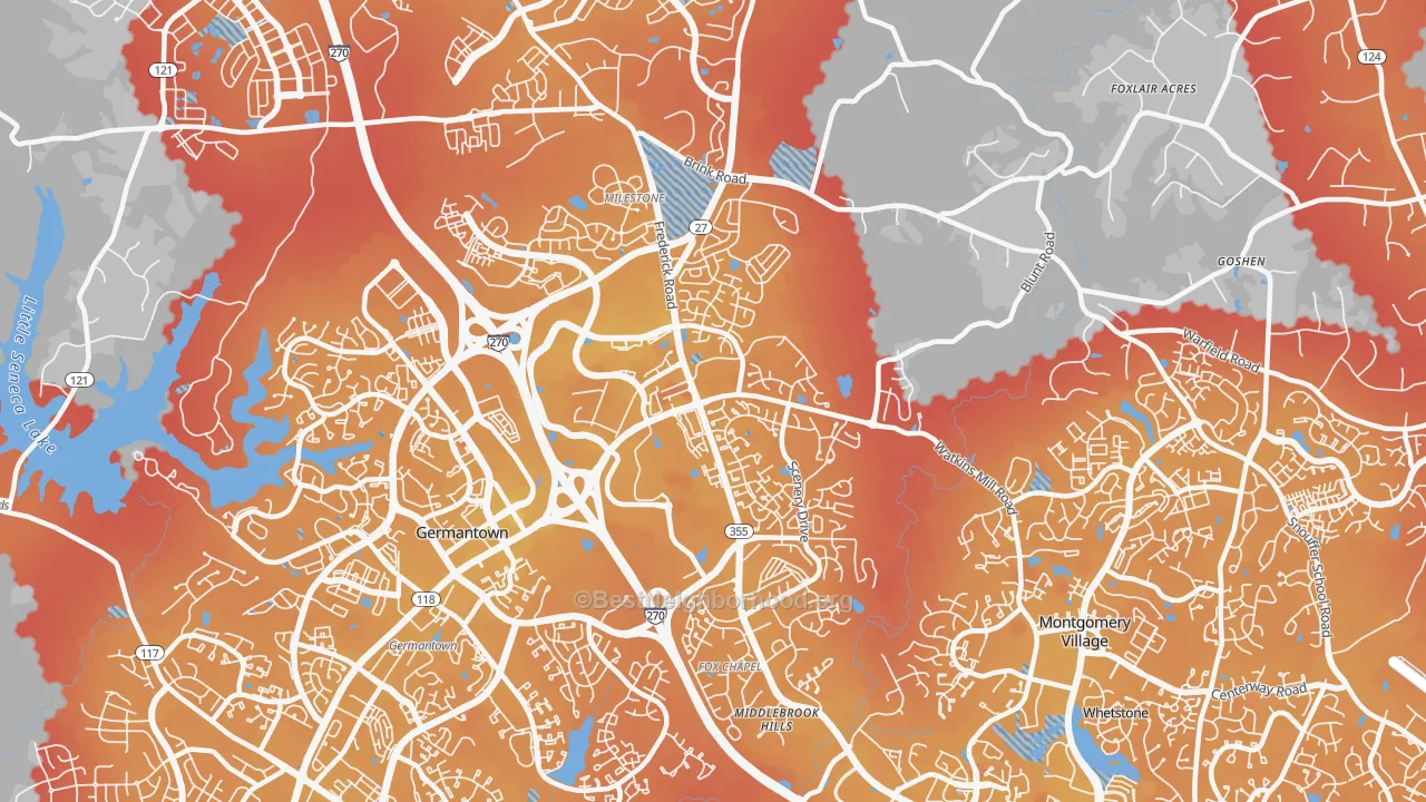 Transit Grade map of 20876, MD