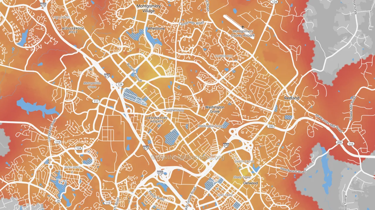 Transit Grade map of 20877, MD
