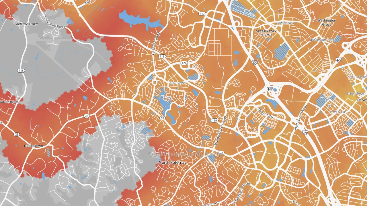Transit Grade map of 20878, MD