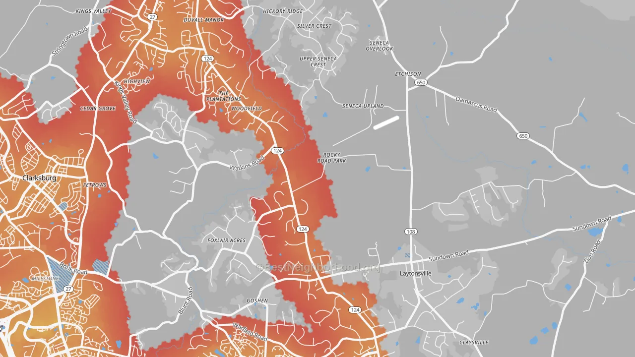 Transit Grade map of 20882, MD