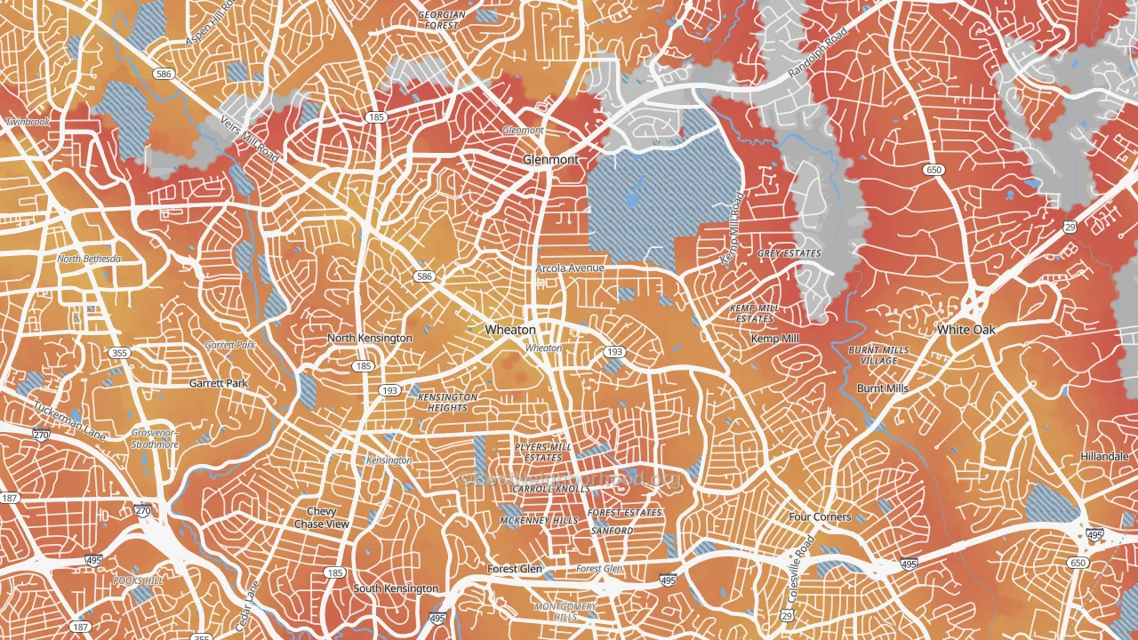 Transit Grade map of 20902, MD