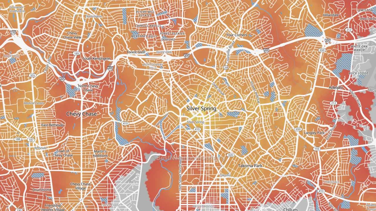 Transit Grade map of 20910, MD