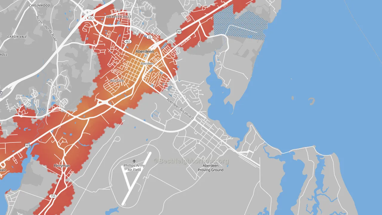 Transit Grade map of 21005, MD