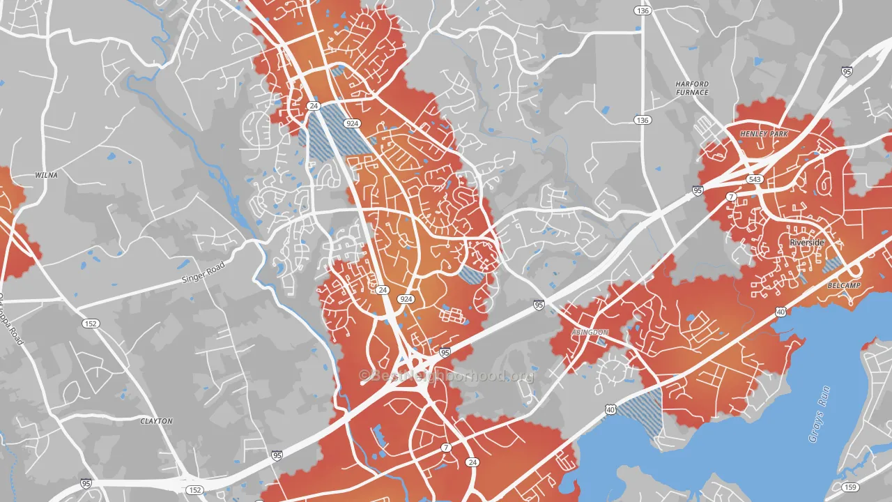 Transit Grade map of 21009, MD