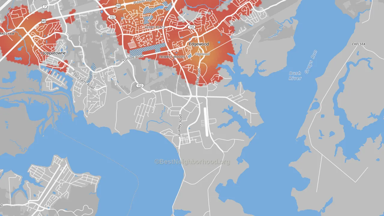 Transit Grade map of 21010, MD