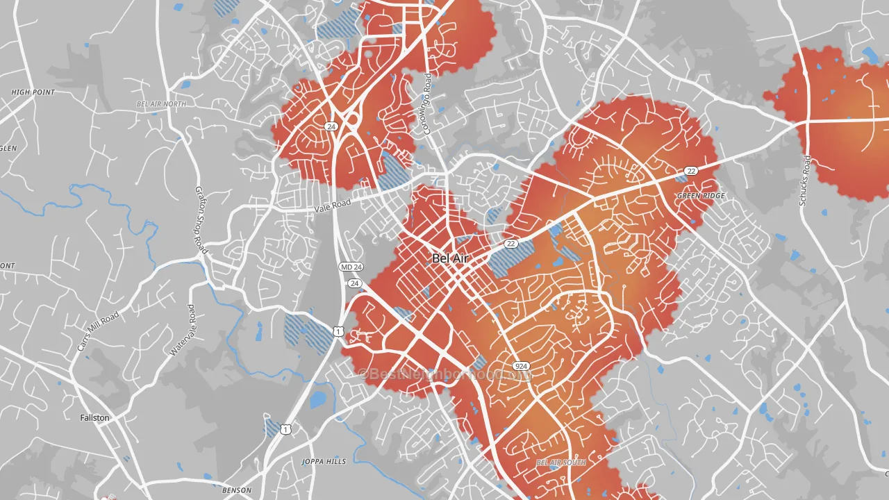 Transit Grade map of 21014, MD