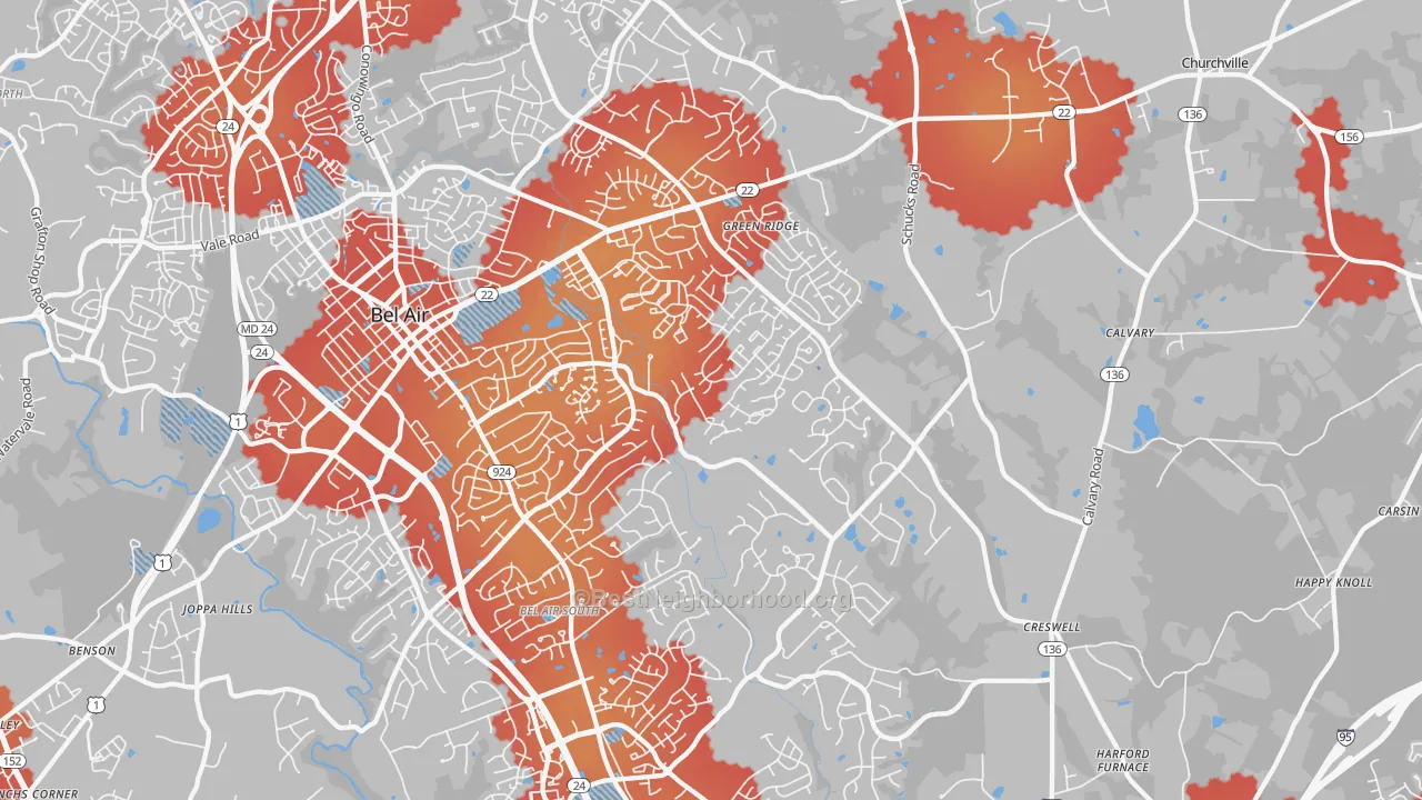 Transit Grade map of 21015, MD