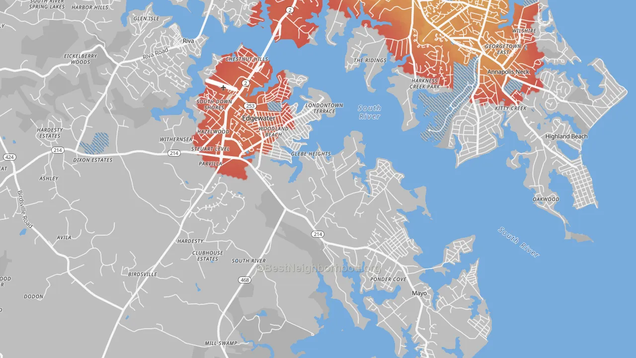 Transit Grade map of 21037, MD