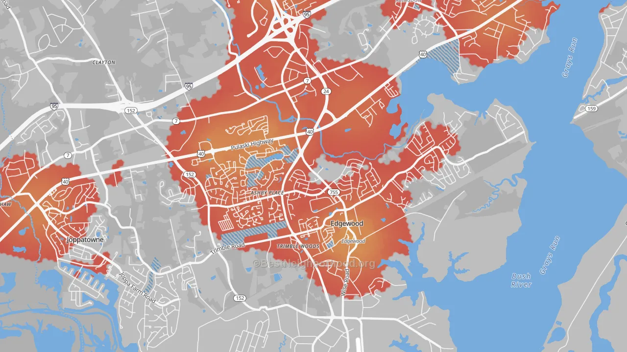 Transit Grade map of 21040, MD