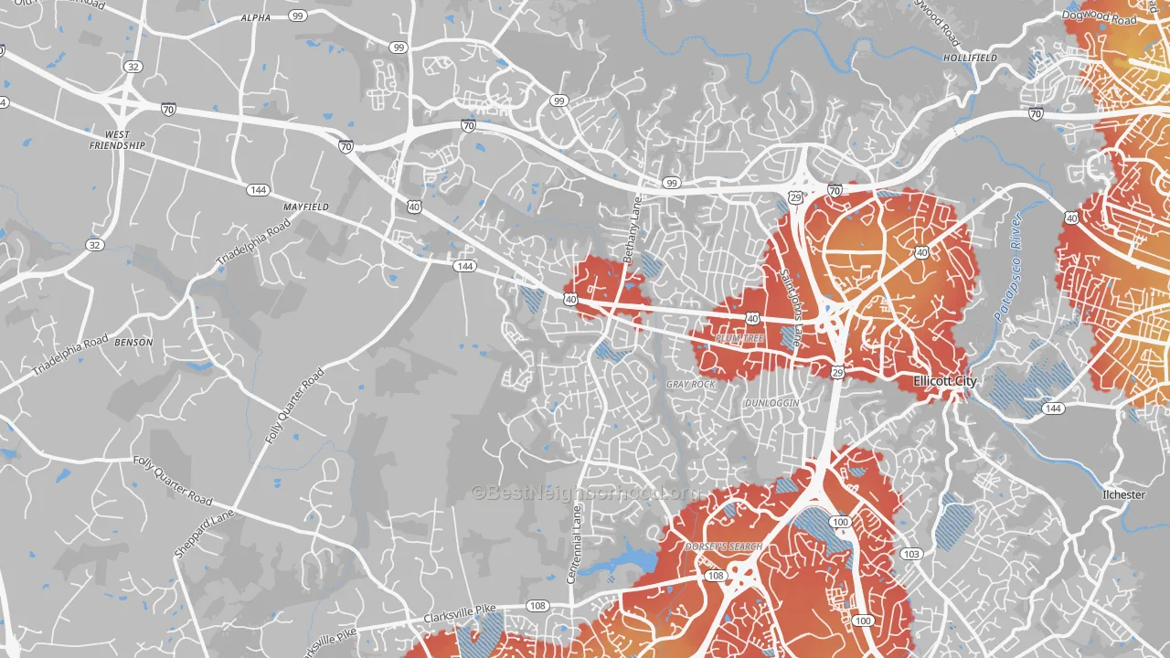 Transit Grade map of 21042, MD