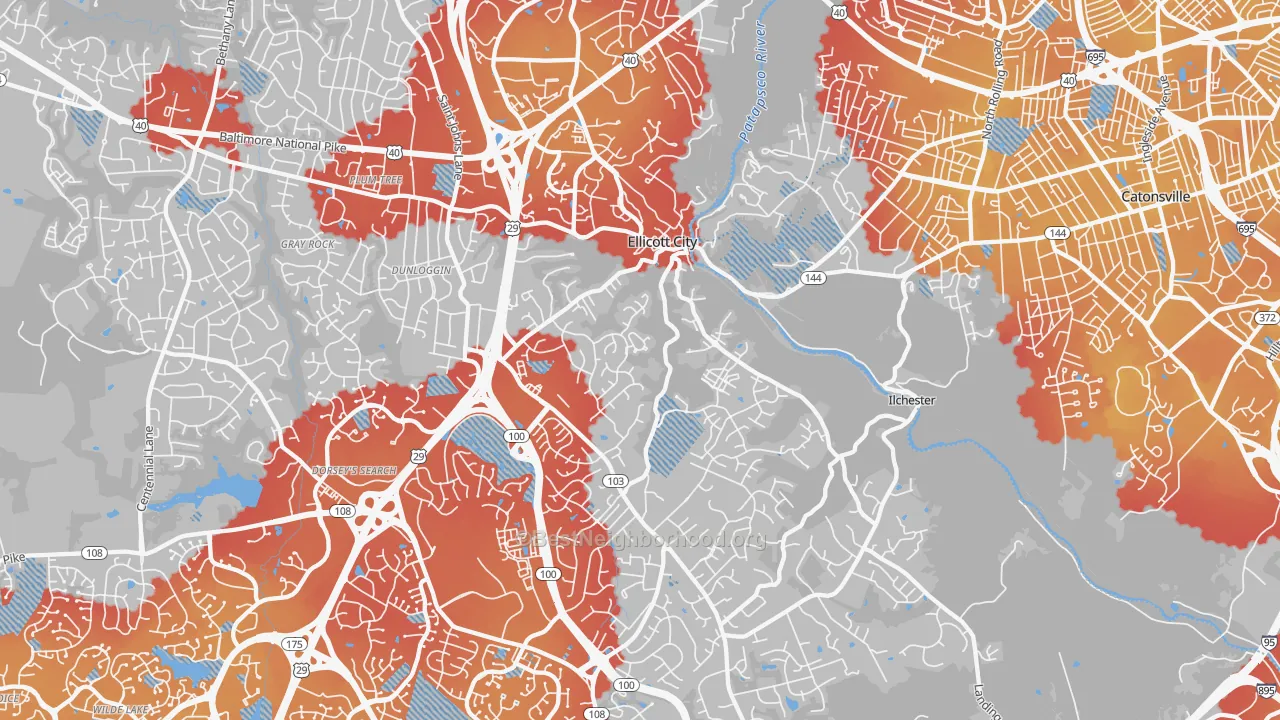 Transit Grade map of 21043, MD