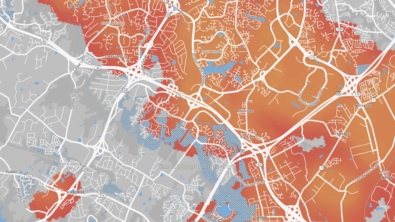 Transit Grade map of 21046, MD
