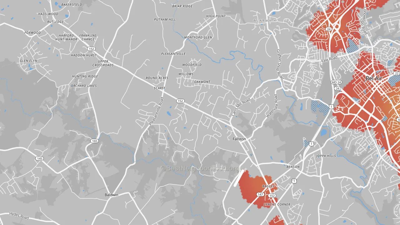 Transit Grade map of 21047, MD
