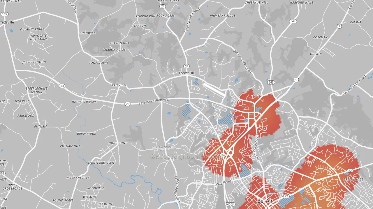 Transit Grade map of 21050, MD