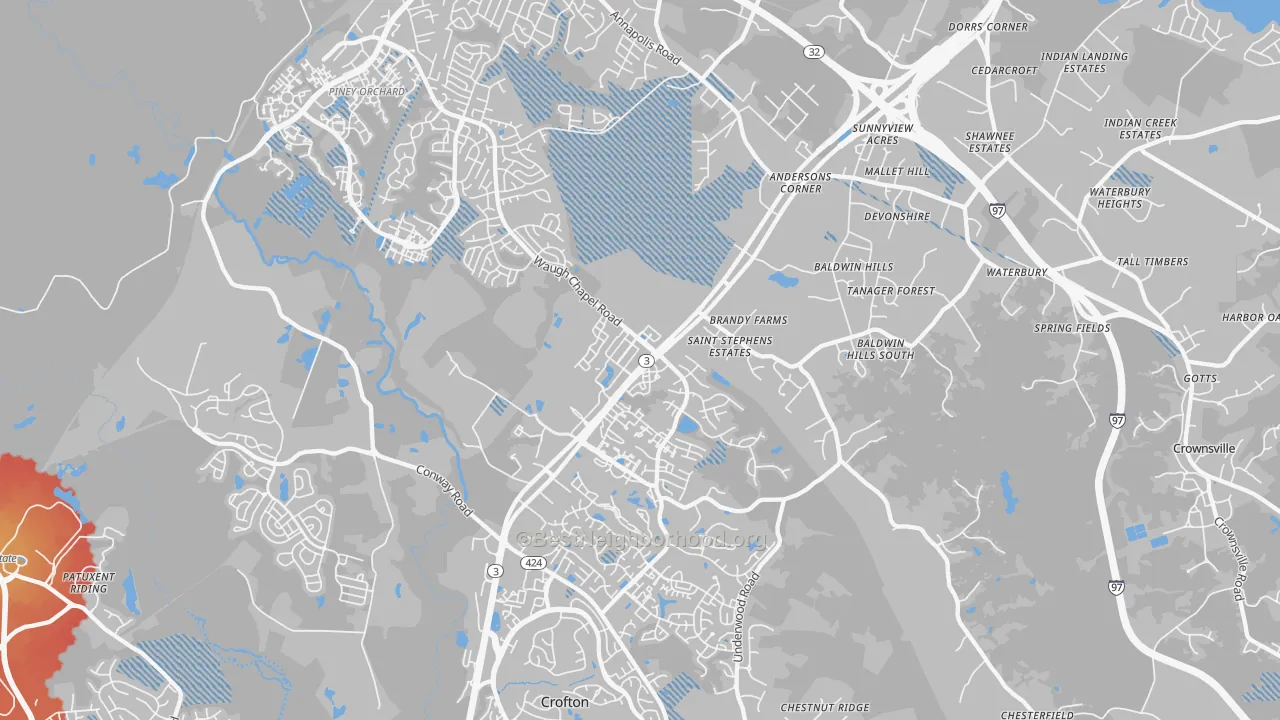 Transit Grade map of 21054, MD