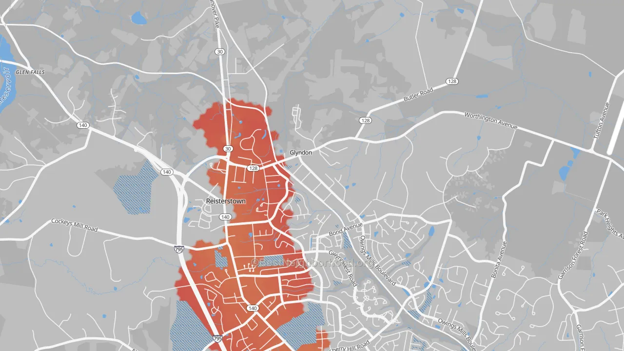 Transit Grade map of 21071, MD