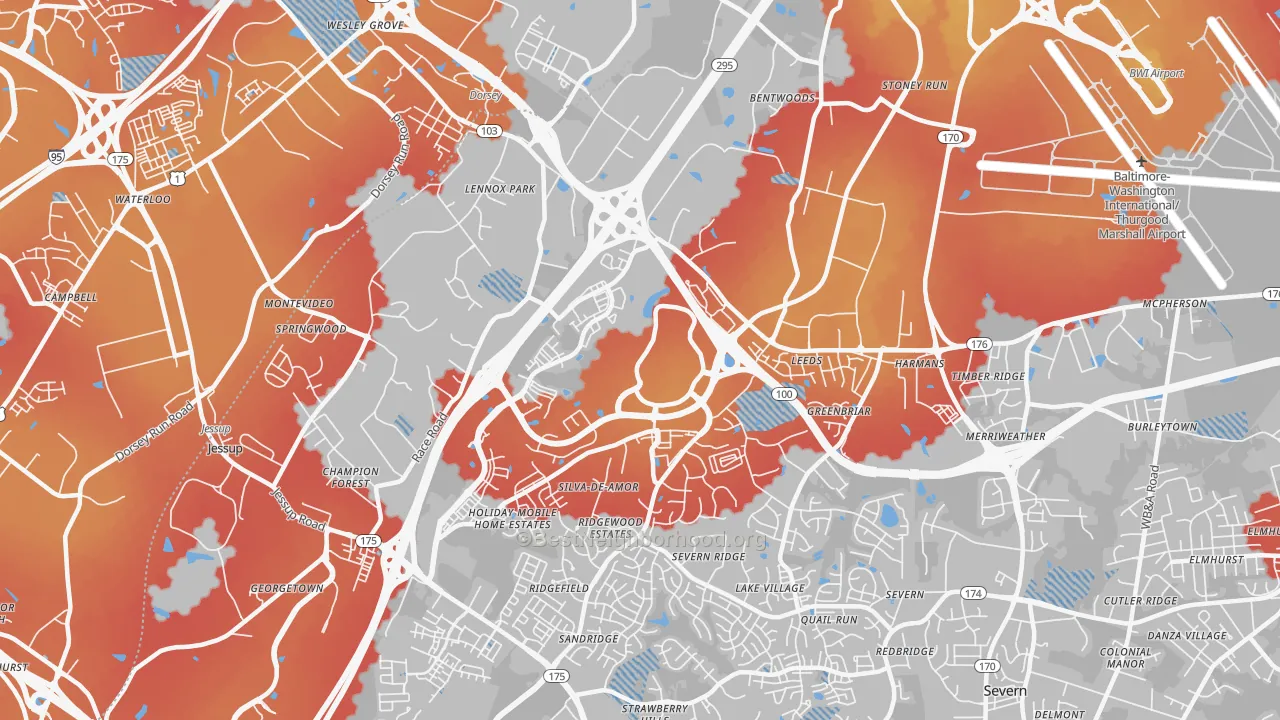 Transit Grade map of 21076, MD