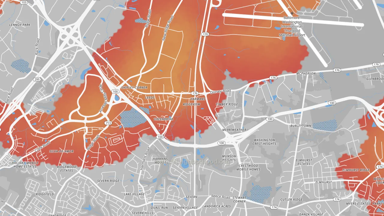 Transit Grade map of 21077, MD
