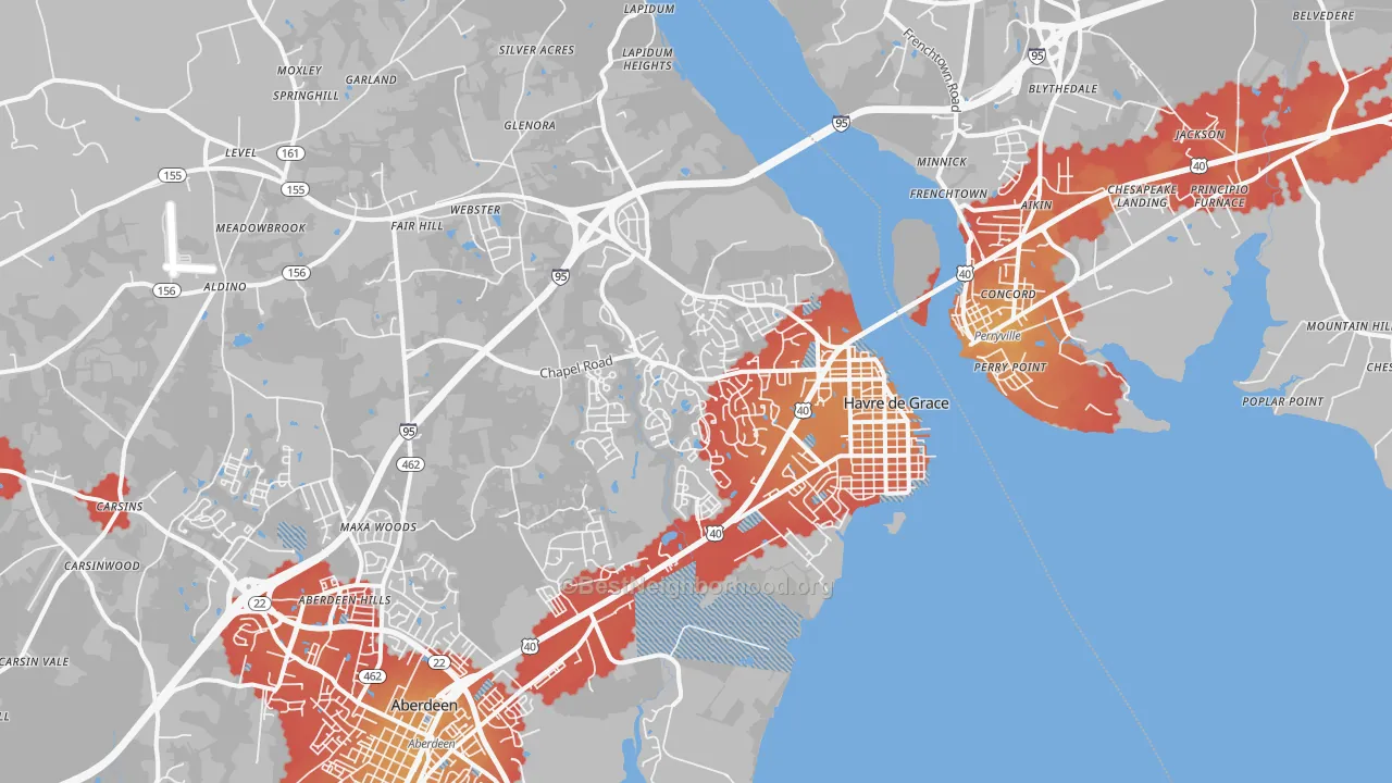 Transit Grade map of 21078, MD