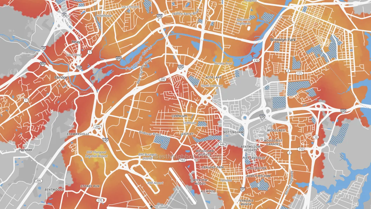 Transit Grade map of 21090, MD