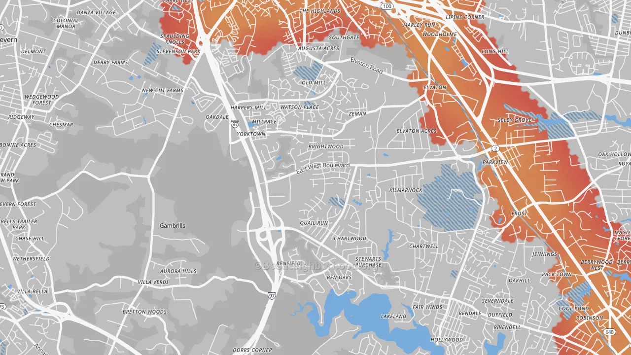 Transit Grade map of 21108, MD