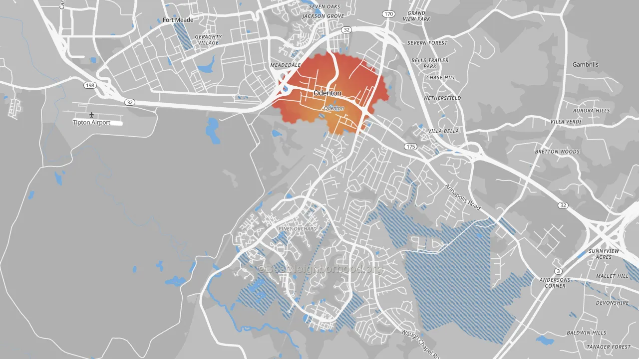 Transit Grade map of 21113, MD