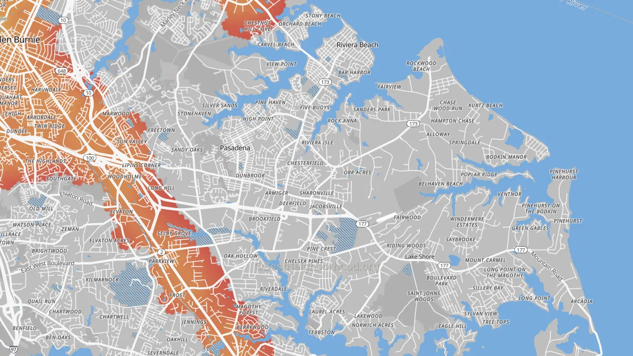 Transit Grade map of 21122, MD