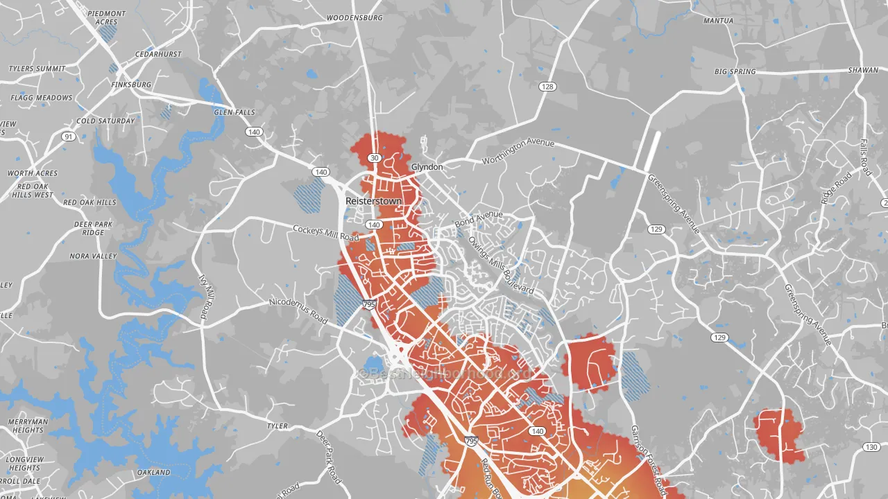 Transit Grade map of 21136, MD
