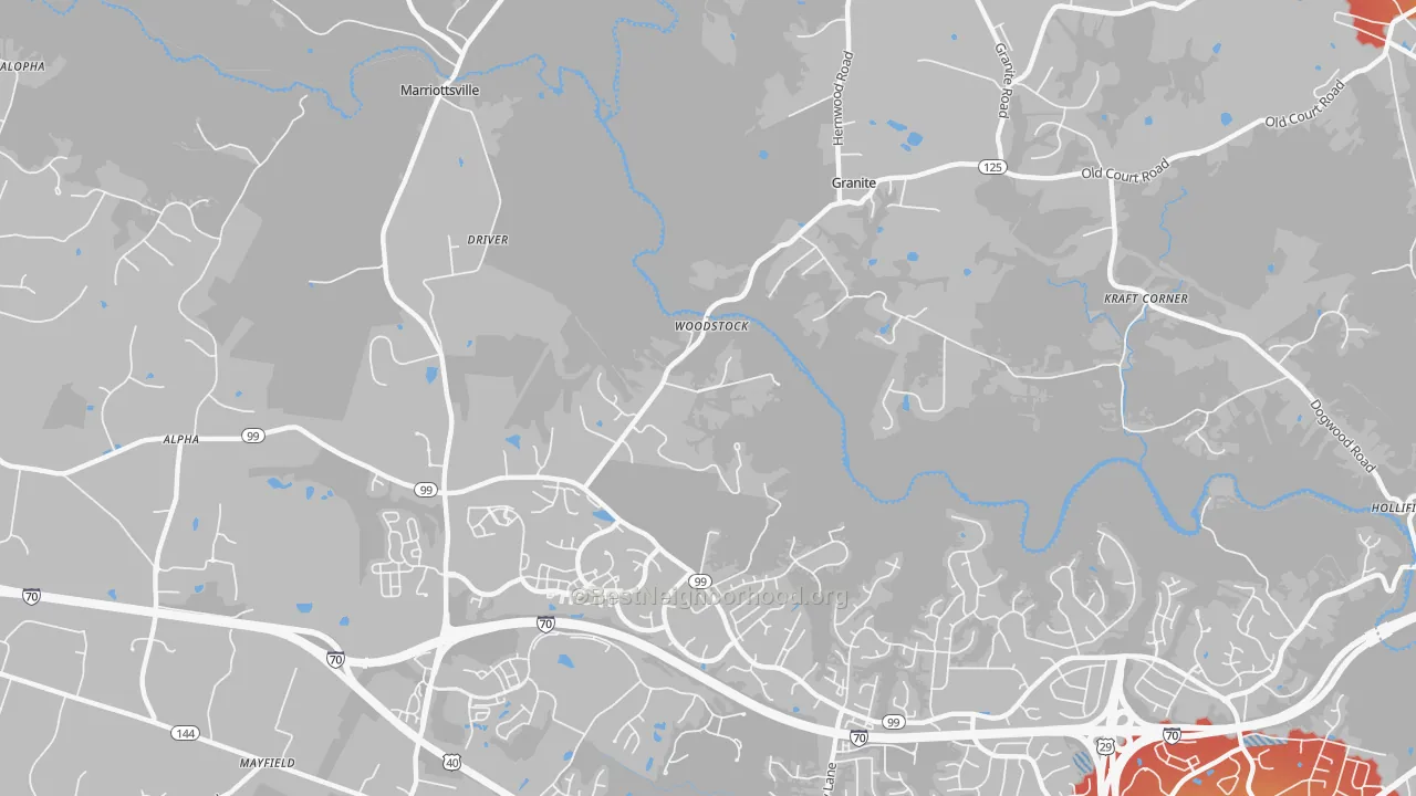 Transit Grade map of 21163, MD