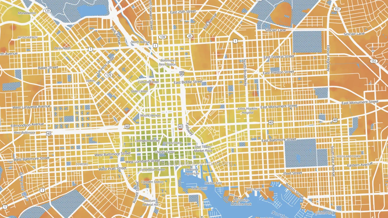 Transit Grade map of 21202, MD