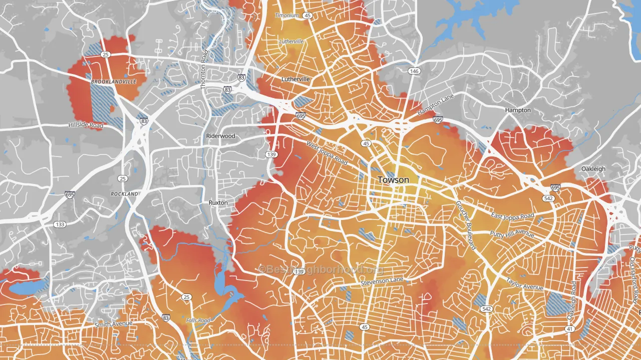 Transit Grade map of 21204, MD