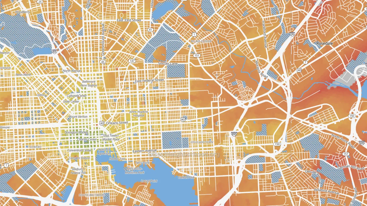 Transit Grade map of 21205, MD
