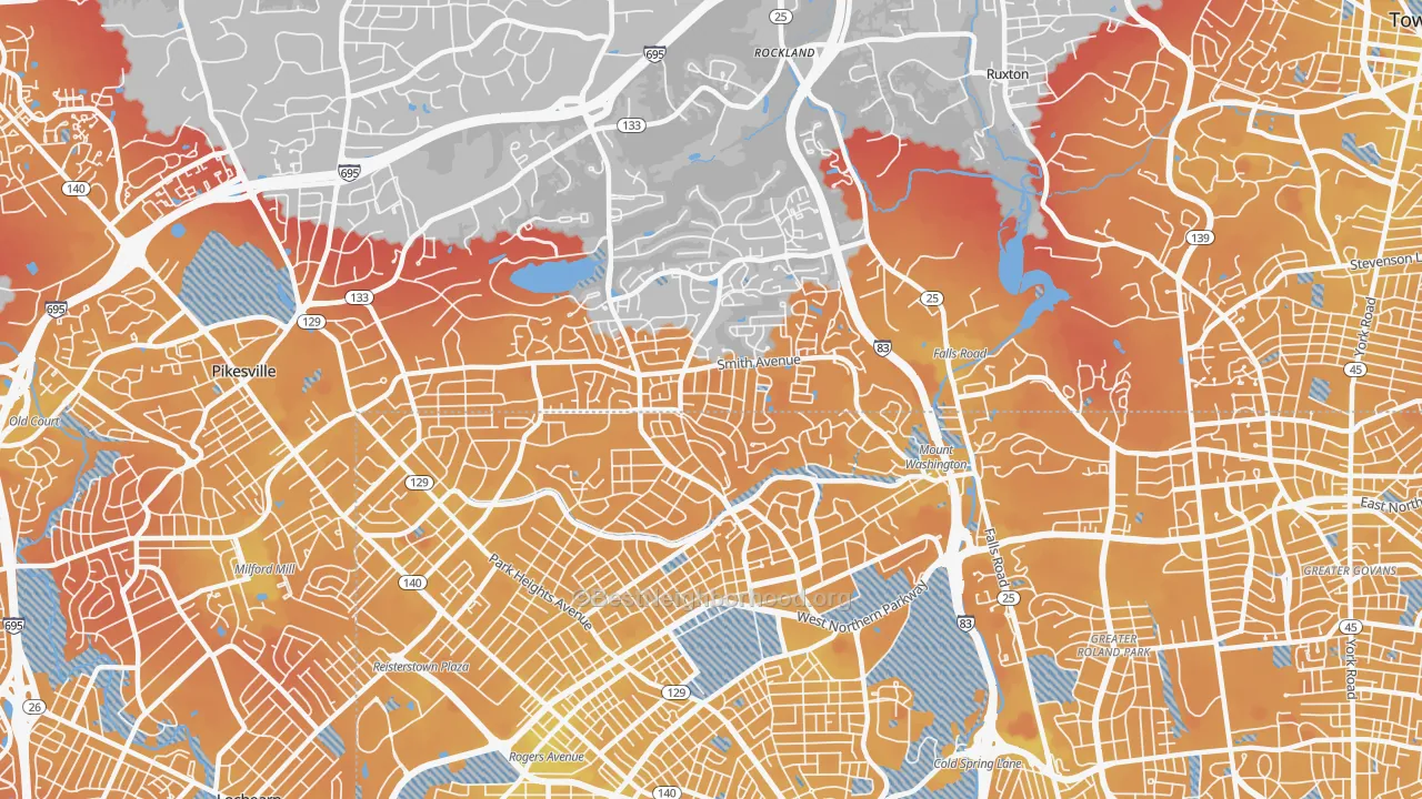 Transit Grade map of 21209, MD