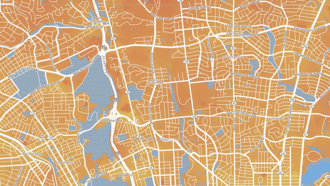 Transit Grade map of 21210, MD