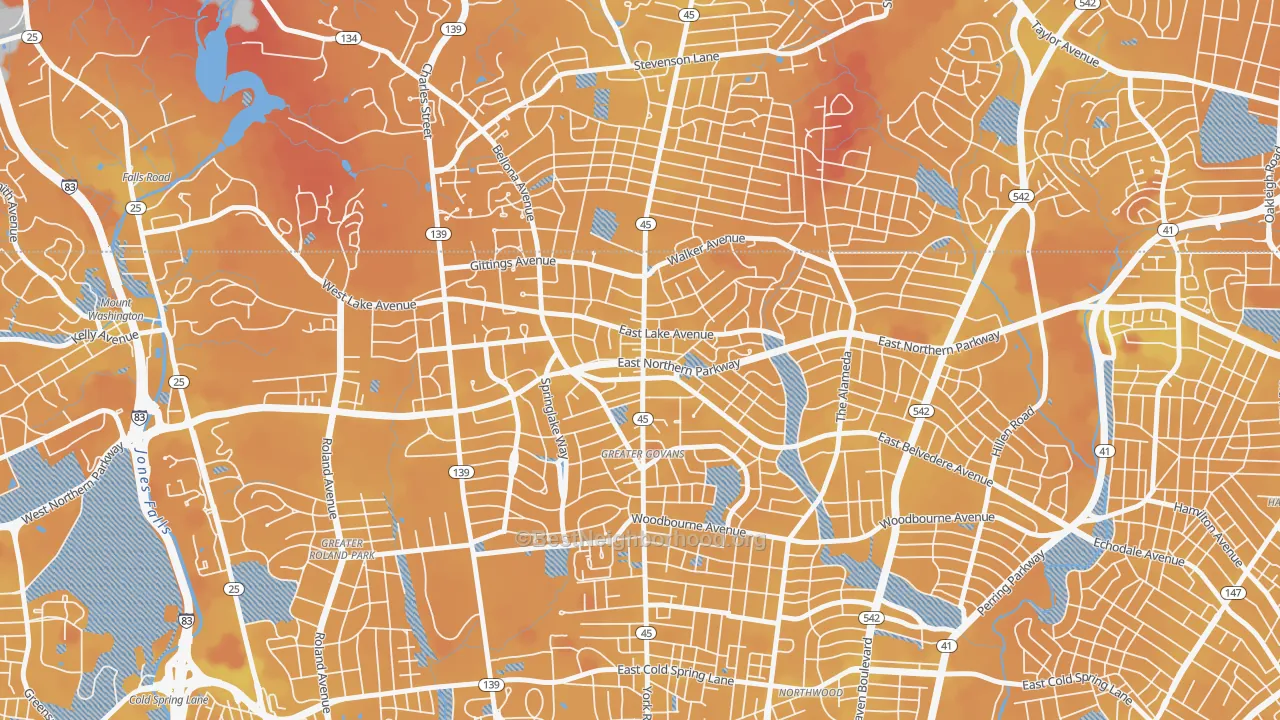 Transit Grade map of 21212, MD