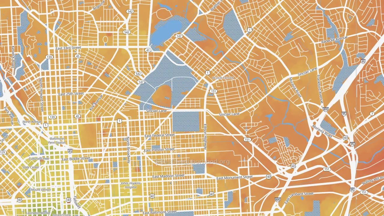 Transit Grade map of 21213, MD