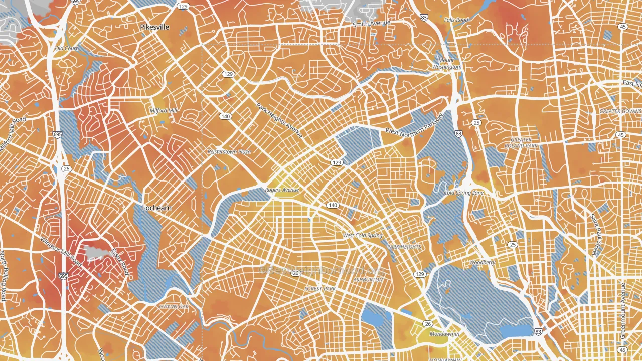 Transit Grade map of 21215, MD